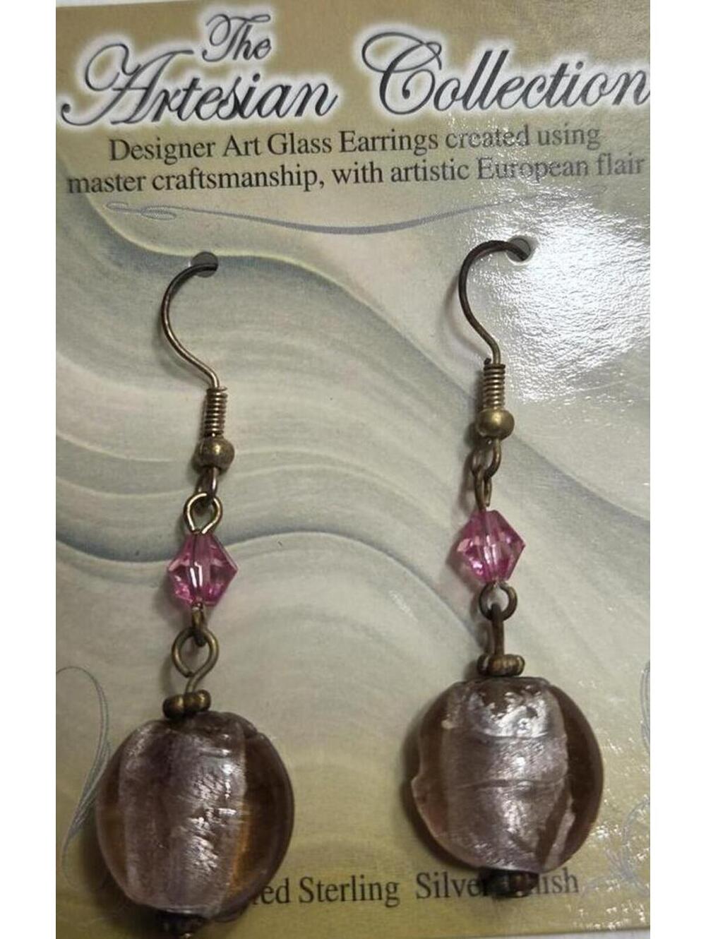 The Artesian Collection Designer Art Glass Earrings with Sterling Silver Finish